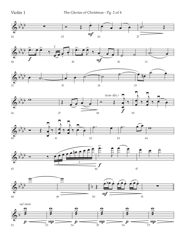 The Glorias Of Christmas (Choral Anthem SATB) Violin 1 (Arr. David Wise / Lifeway Choral)