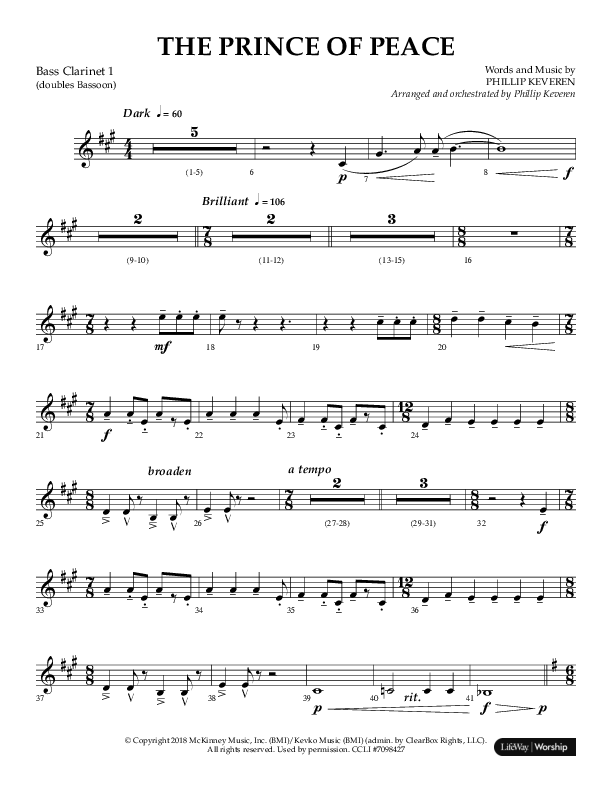 The Prince Of Peace (Choral Anthem SATB) Bass Clarinet (Arr. Phillip Keveren / Lifeway Choral)