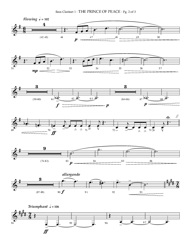 The Prince Of Peace (Choral Anthem SATB) Bass Clarinet (Arr. Phillip Keveren / Lifeway Choral)