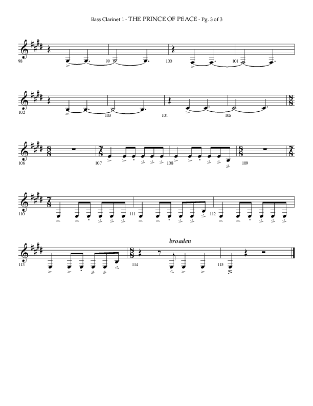 The Prince Of Peace (Choral Anthem SATB) Bass Clarinet (Arr. Phillip Keveren / Lifeway Choral)