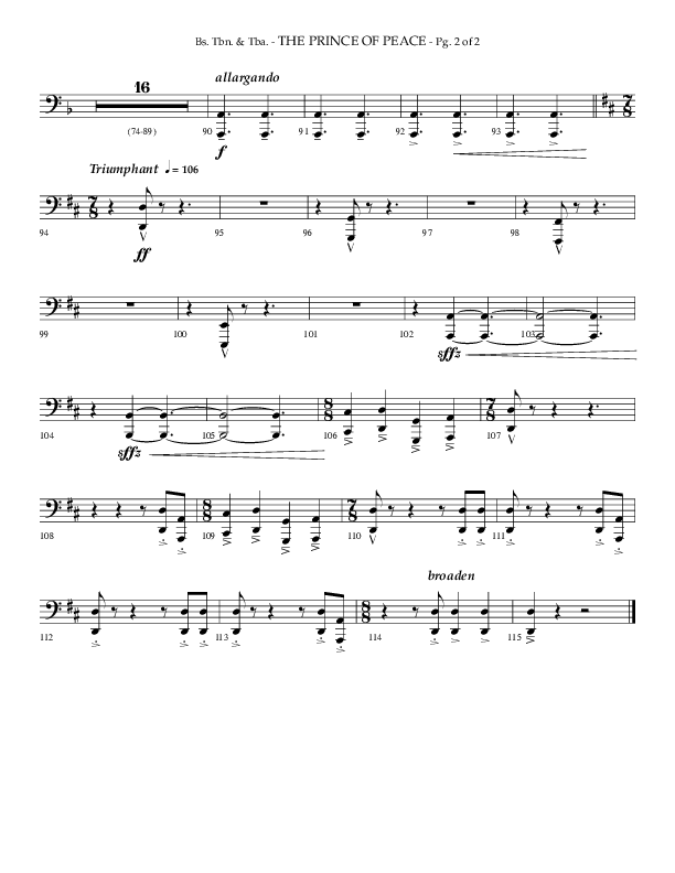 The Prince Of Peace (Choral Anthem SATB) Bass Trombone, Tuba (Arr. Phillip Keveren / Lifeway Choral)