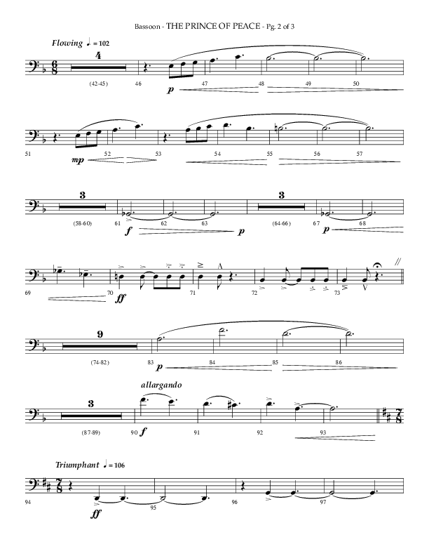 The Prince Of Peace (Choral Anthem SATB) Bassoon (Arr. Phillip Keveren / Lifeway Choral)