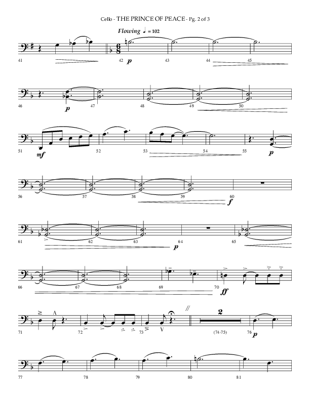The Prince Of Peace (Choral Anthem SATB) Cello (Arr. Phillip Keveren / Lifeway Choral)