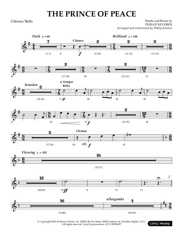The Prince Of Peace (Choral Anthem SATB) Chimes (Arr. Phillip Keveren / Lifeway Choral)