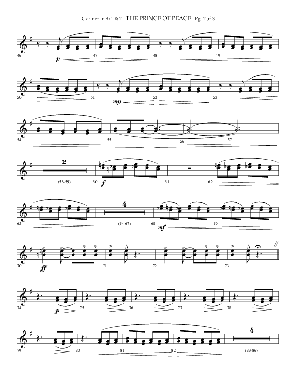 The Prince Of Peace (Choral Anthem SATB) Clarinet 1/2 (Arr. Phillip Keveren / Lifeway Choral)