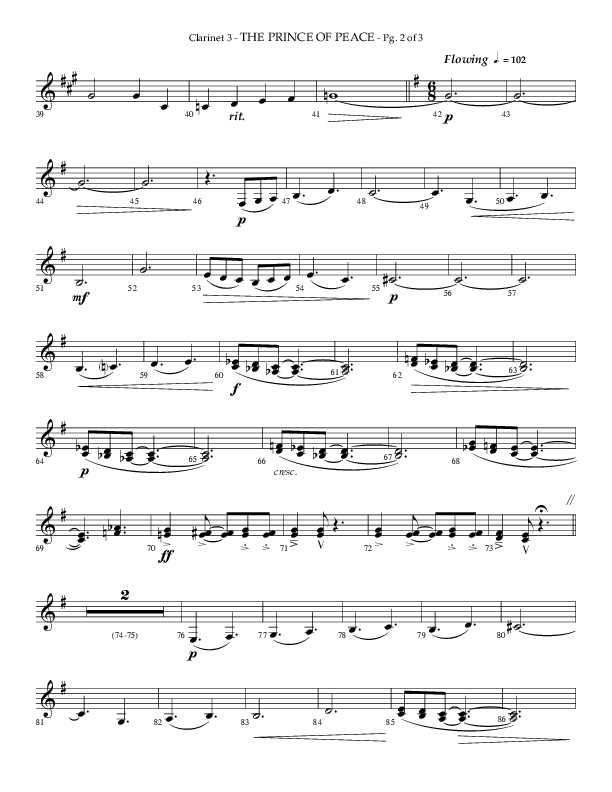 The Prince Of Peace (Choral Anthem SATB) Clarinet 3 (Arr. Phillip Keveren / Lifeway Choral)