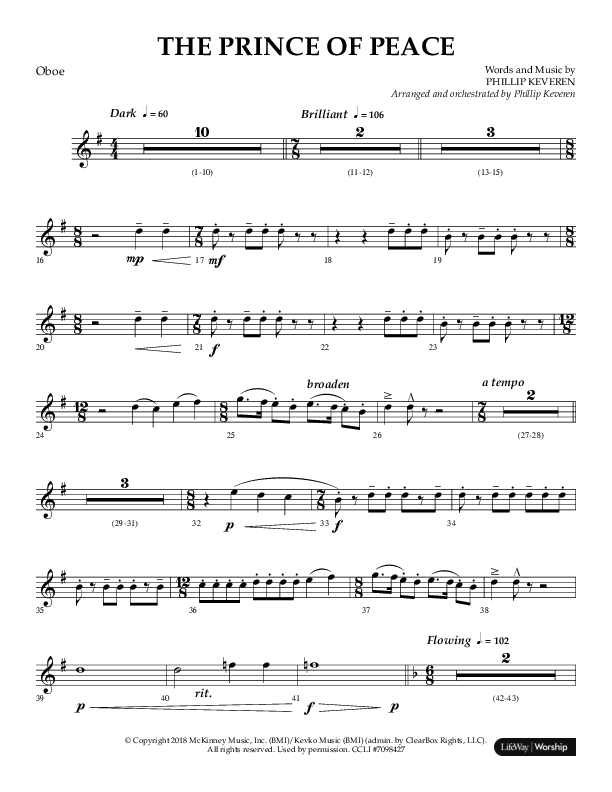 The Prince Of Peace (Choral Anthem SATB) Oboe (Arr. Phillip Keveren / Lifeway Choral)