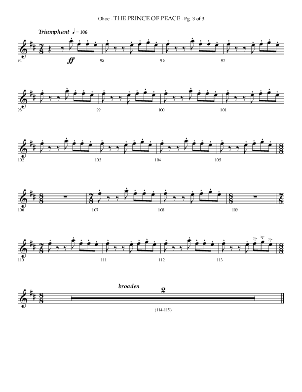 The Prince Of Peace (Choral Anthem SATB) Oboe (Arr. Phillip Keveren / Lifeway Choral)