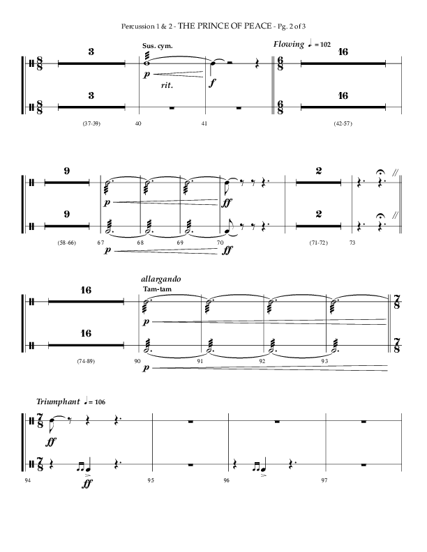 The Prince Of Peace (Choral Anthem SATB) Percussion 1/2 (Arr. Phillip Keveren / Lifeway Choral)