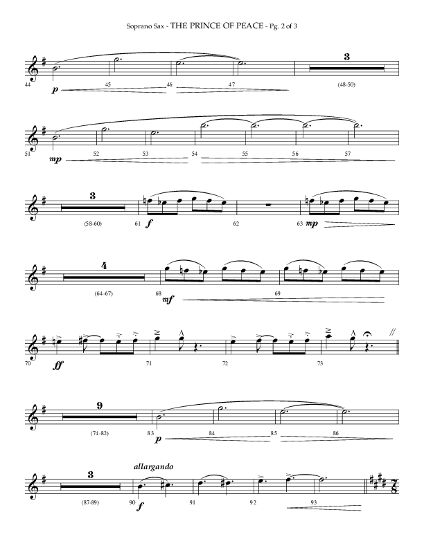 The Prince Of Peace (Choral Anthem SATB) Soprano Sax (Arr. Phillip Keveren / Lifeway Choral)