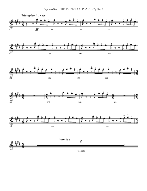 The Prince Of Peace (Choral Anthem SATB) Soprano Sax (Arr. Phillip Keveren / Lifeway Choral)