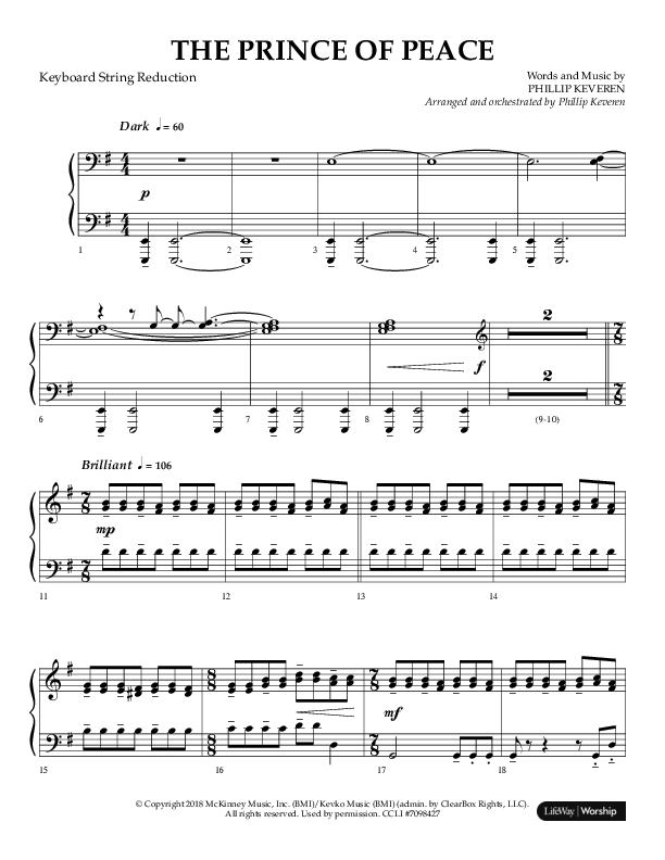 The Prince Of Peace (Choral Anthem SATB) String Reduction (Arr. Phillip Keveren / Lifeway Choral)