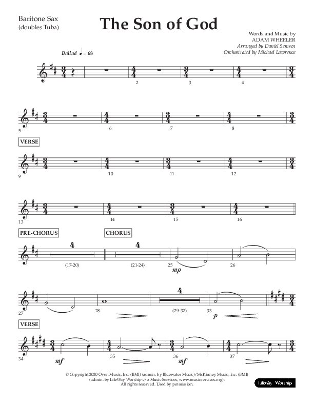 The Son Of God (Choral Anthem SATB) Bari Sax (Lifeway Choral / Arr. Daniel Semsen)