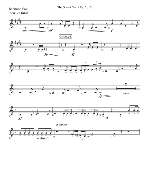 The Son Of God (Choral Anthem SATB) Bari Sax (Lifeway Choral / Arr. Daniel Semsen)