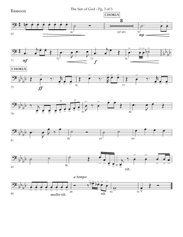 The Son Of God (Choral Anthem SATB) Bassoon (Lifeway Choral / Arr. Daniel Semsen)