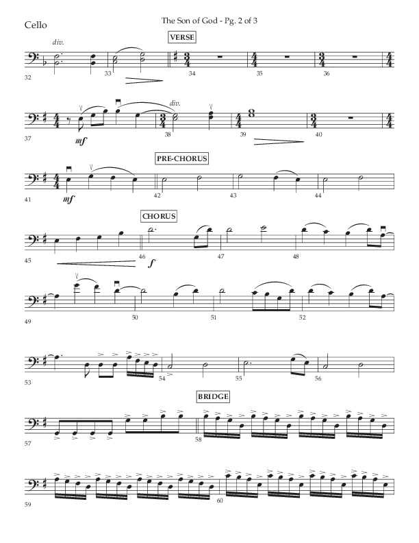 The Son Of God (Choral Anthem SATB) Cello (Lifeway Choral / Arr. Daniel Semsen)