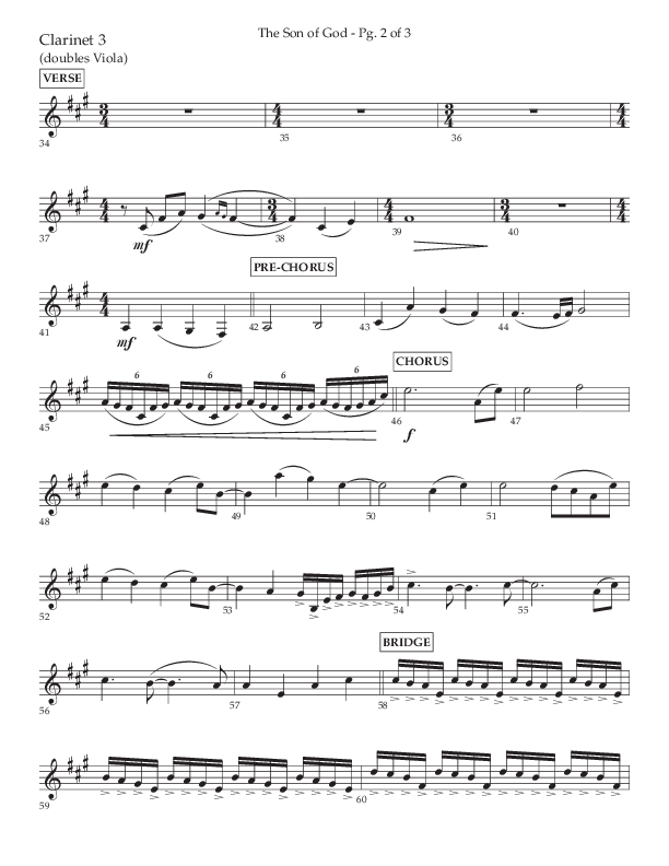 The Son Of God (Choral Anthem SATB) Clarinet 3 (Lifeway Choral / Arr. Daniel Semsen)