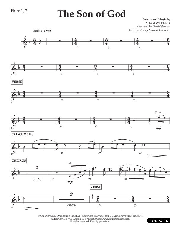 The Son Of God (Choral Anthem SATB) Flute 1/2 (Lifeway Choral / Arr. Daniel Semsen)