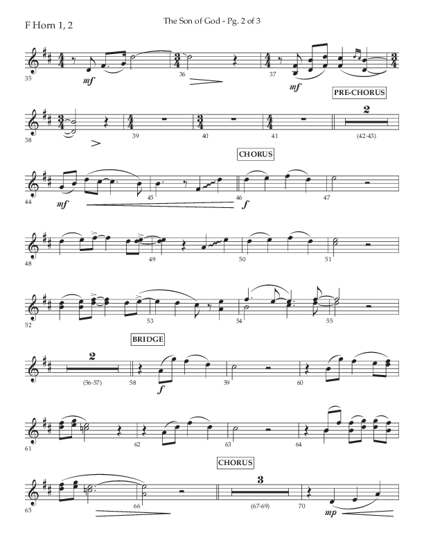 The Son Of God (Choral Anthem SATB) French Horn 1/2 (Lifeway Choral / Arr. Daniel Semsen)