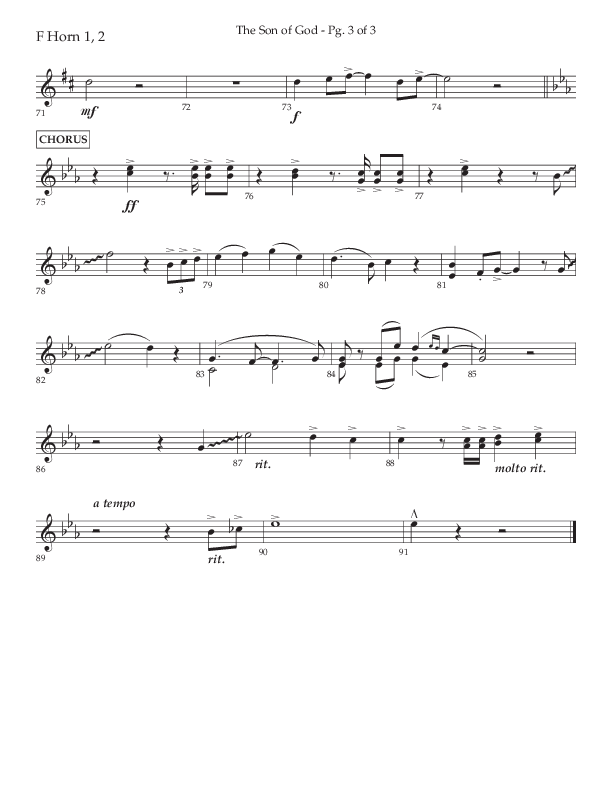 The Son Of God (Choral Anthem SATB) French Horn 1/2 (Lifeway Choral / Arr. Daniel Semsen)