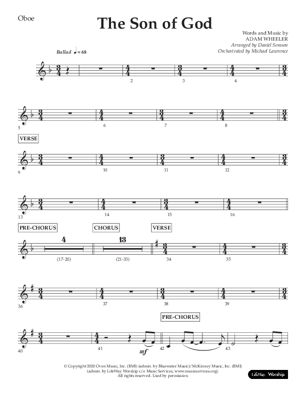 The Son Of God (Choral Anthem SATB) Oboe (Lifeway Choral / Arr. Daniel Semsen)