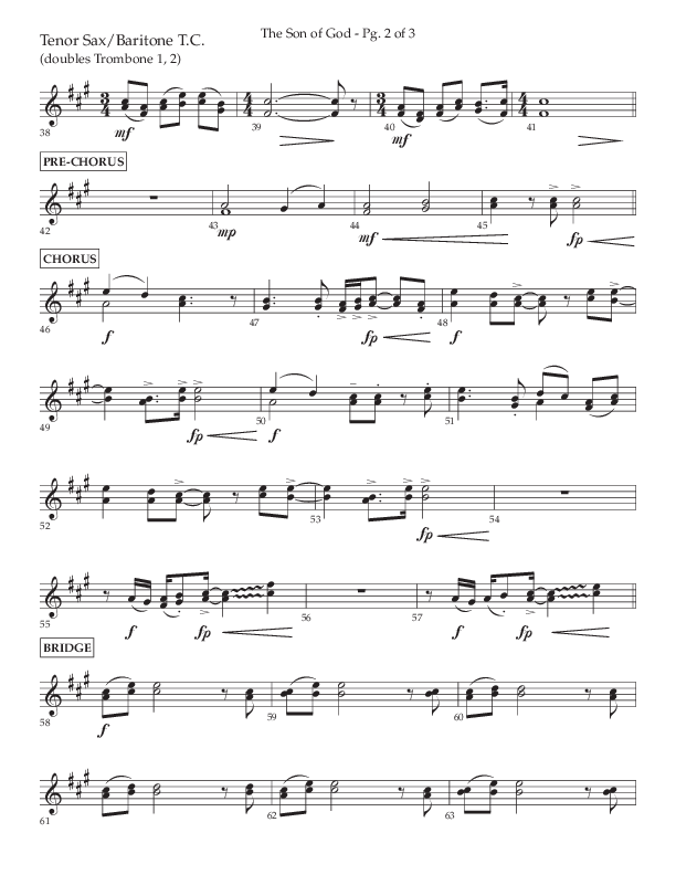 The Son Of God (Choral Anthem SATB) Tenor Sax/Baritone T.C. (Lifeway Choral / Arr. Daniel Semsen)