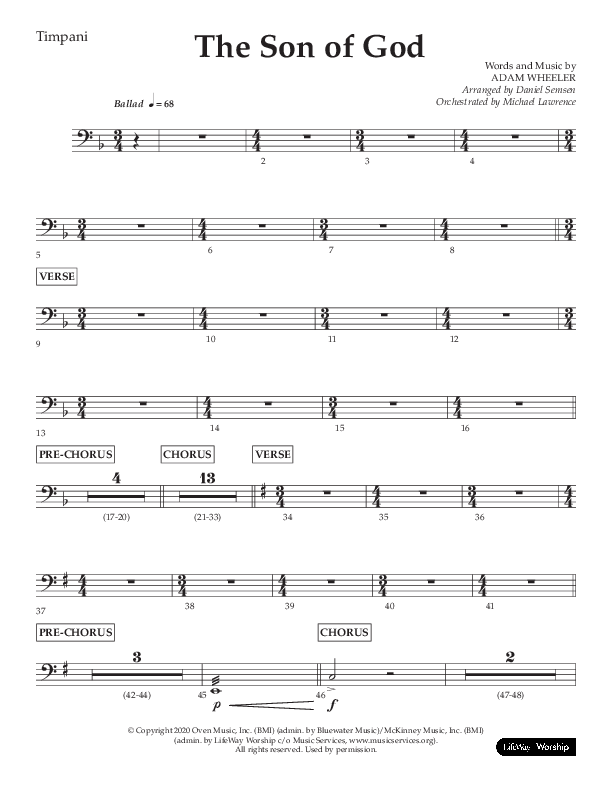 The Son Of God (Choral Anthem SATB) Timpani (Lifeway Choral / Arr. Daniel Semsen)
