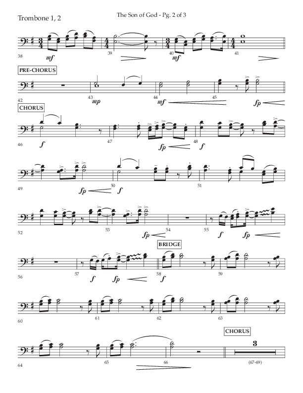 The Son Of God (Choral Anthem SATB) Trombone 1/2 (Lifeway Choral / Arr. Daniel Semsen)