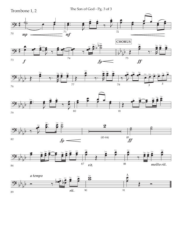 The Son Of God (Choral Anthem SATB) Trombone 1/2 (Lifeway Choral / Arr. Daniel Semsen)