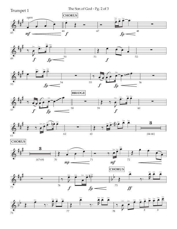 The Son Of God (Choral Anthem SATB) Trumpet 1 (Lifeway Choral / Arr. Daniel Semsen)