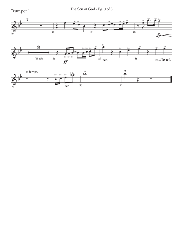 The Son Of God (Choral Anthem SATB) Trumpet 1 (Lifeway Choral / Arr. Daniel Semsen)
