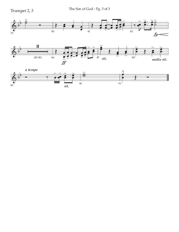 The Son Of God (Choral Anthem SATB) Trumpet 2/3 (Lifeway Choral / Arr. Daniel Semsen)