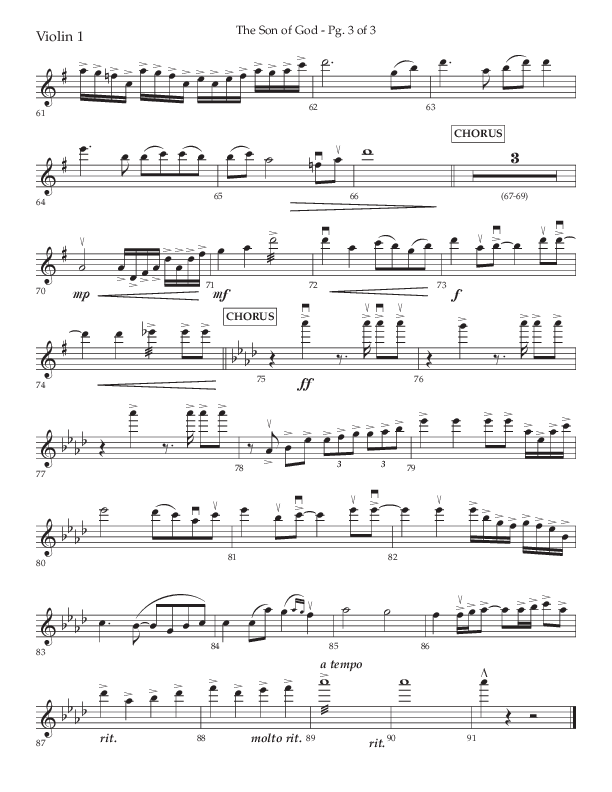 The Son Of God (Choral Anthem SATB) Violin 1 (Lifeway Choral / Arr. Daniel Semsen)