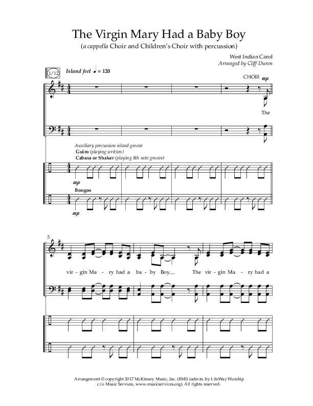 The Virgin Mary Had A Baby Boy (Choral Anthem SATB) Anthem (SATB/Piano) (Lifeway Choral / Arr. Cliff Duren)