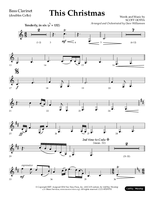 This Christmas (Choral Anthem SATB) Bass Clarinet (Lifeway Choral / Arr. Dave Williamson)