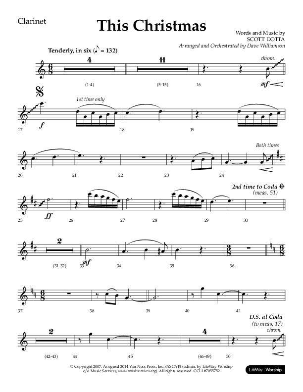This Christmas (Choral Anthem SATB) Clarinet 1/2 (Lifeway Choral / Arr. Dave Williamson)