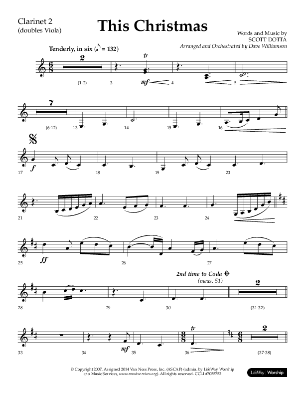 This Christmas (Choral Anthem SATB) Clarinet 1/2 (Lifeway Choral / Arr. Dave Williamson)