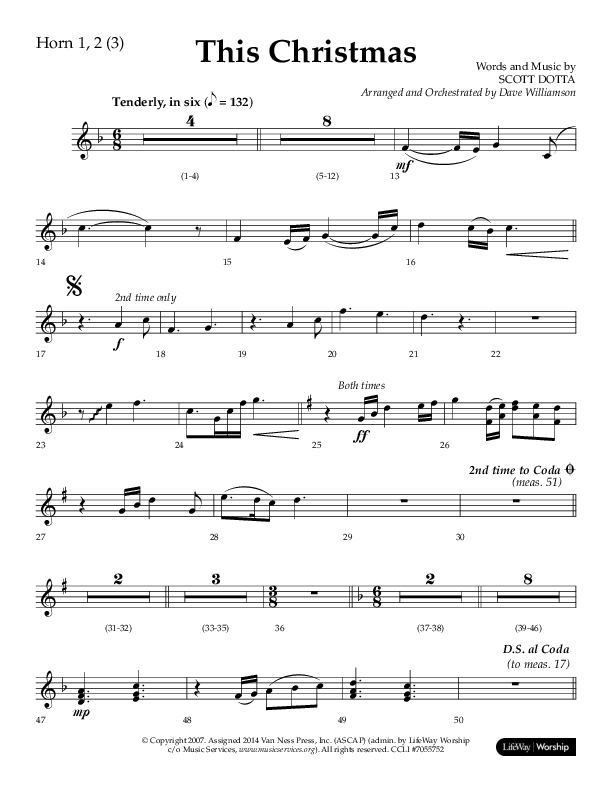 This Christmas (Choral Anthem SATB) French Horn 1/2 (Lifeway Choral / Arr. Dave Williamson)