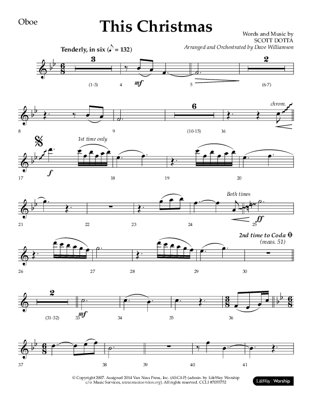 This Christmas (Choral Anthem SATB) Oboe (Lifeway Choral / Arr. Dave Williamson)