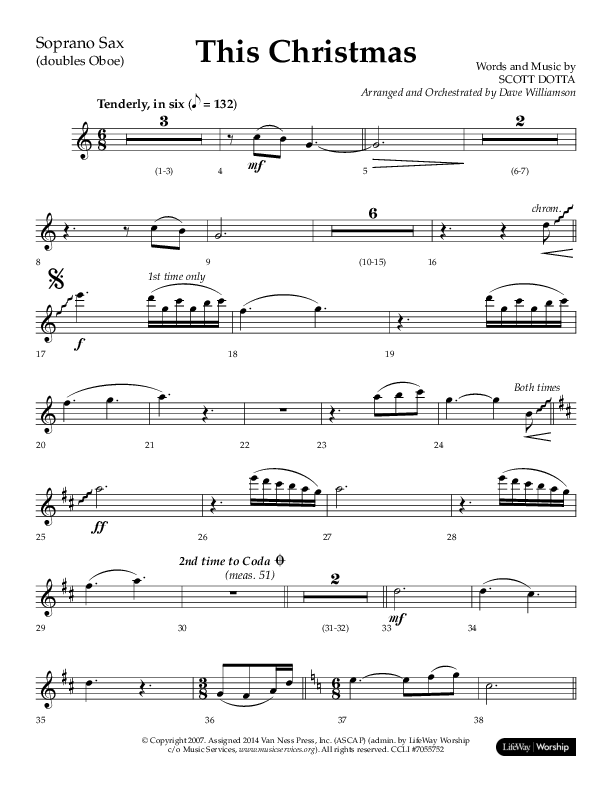 This Christmas (Choral Anthem SATB) Soprano Sax (Lifeway Choral / Arr. Dave Williamson)