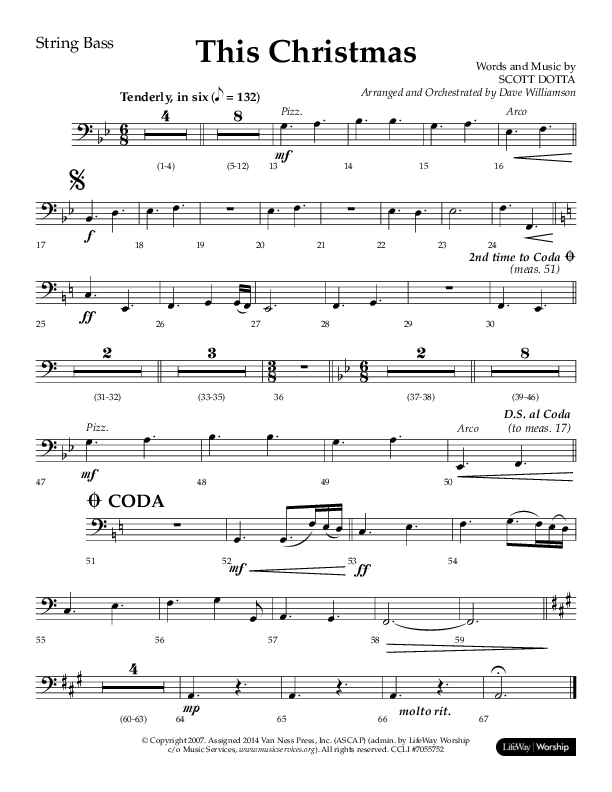 This Christmas (Choral Anthem SATB) String Bass (Lifeway Choral / Arr. Dave Williamson)