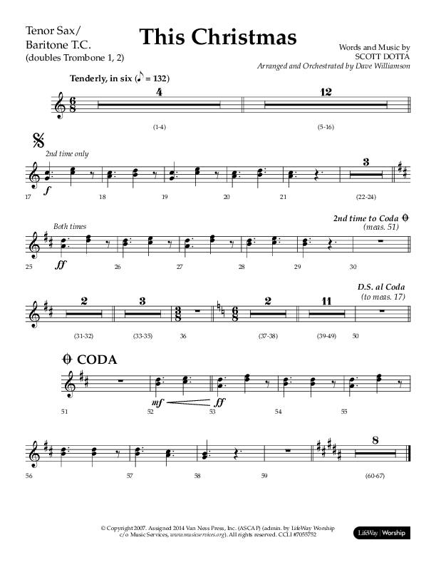 This Christmas (Choral Anthem SATB) Tenor Sax/Baritone T.C. (Lifeway Choral / Arr. Dave Williamson)