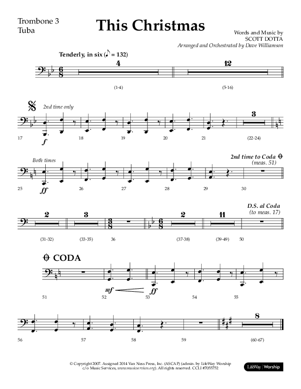 This Christmas (Choral Anthem SATB) Trombone 3/Tuba (Lifeway Choral / Arr. Dave Williamson)