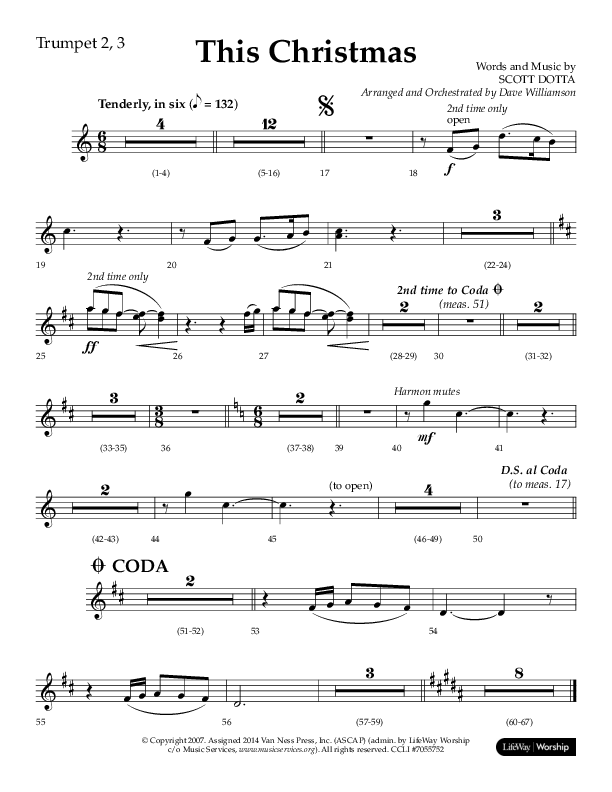 This Christmas (Choral Anthem SATB) Trumpet 2/3 (Lifeway Choral / Arr. Dave Williamson)