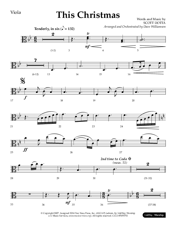 This Christmas (Choral Anthem SATB) Viola (Lifeway Choral / Arr. Dave Williamson)