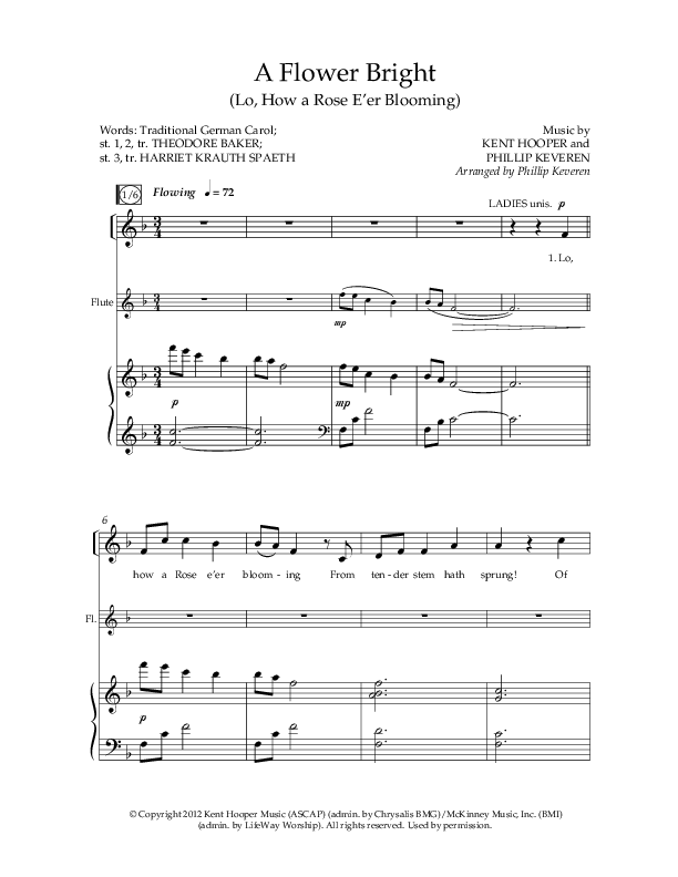 A Flower Bright (Lo How A Rose E'er Blooming) (Choral Anthem SATB) Anthem (SATB/Piano) (Lifeway Choral / Arr. Phillip Keveren)