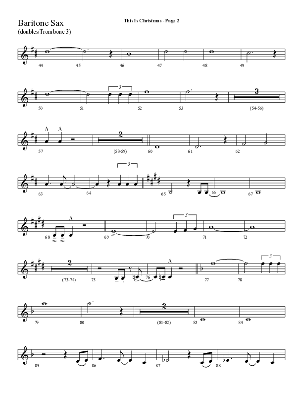 This Is Christmas with O Come All Ye Faithful (Choral Anthem SATB) Bari Sax (Lifeway Choral / Arr. Dave Williamson)