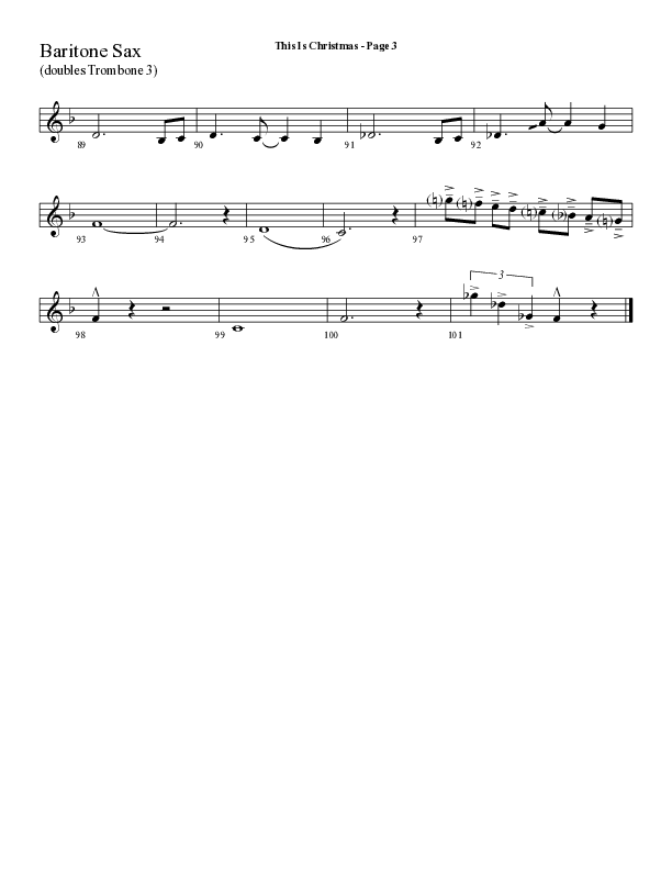 This Is Christmas with O Come All Ye Faithful (Choral Anthem SATB) Bari Sax (Lifeway Choral / Arr. Dave Williamson)