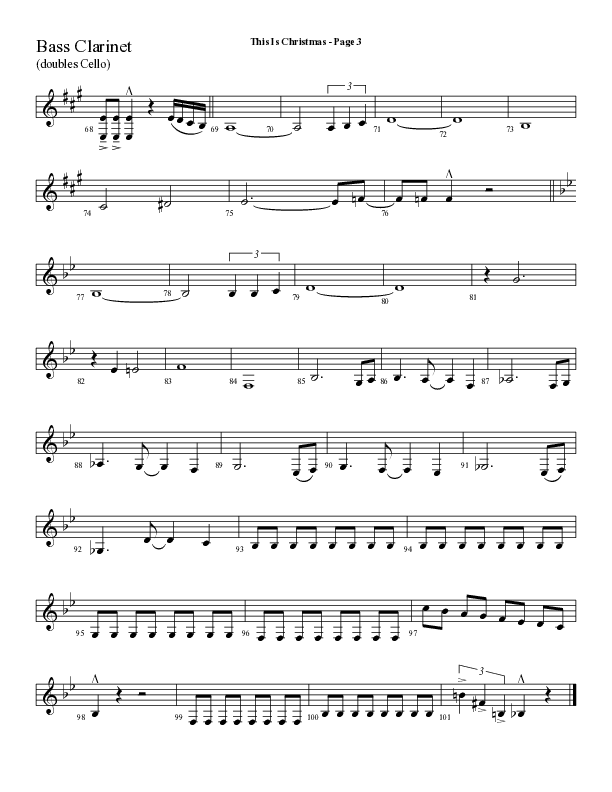 This Is Christmas with O Come All Ye Faithful (Choral Anthem SATB) Bass Clarinet (Lifeway Choral / Arr. Dave Williamson)