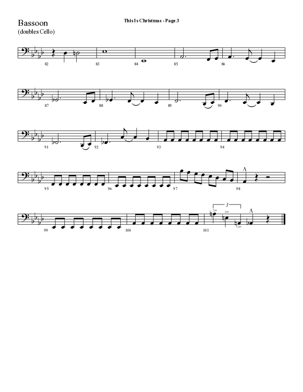 This Is Christmas with O Come All Ye Faithful (Choral Anthem SATB) Bassoon (Lifeway Choral / Arr. Dave Williamson)